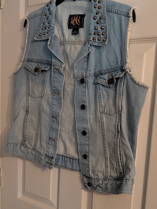 Rock & Republic Jackets & Blazers - Rock & Republic Light Blue Studded Denim Vest